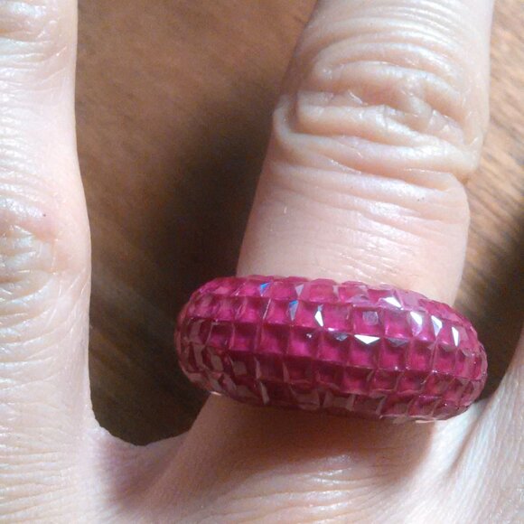 Simulated Ruby Color Diamond Sterling Silver Ring (Size 6) - Picture 14 of 16